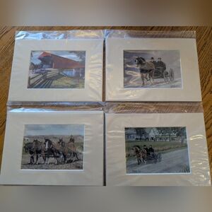 Roger Witmer Wall Art Collection 4 Mounted Prints Farm Life, Horses, Amish Life